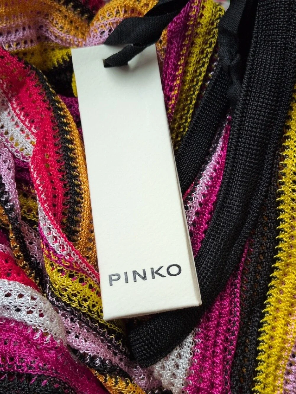 Pinko Largo Abito striped mesh viscose maxi dress... Size XS